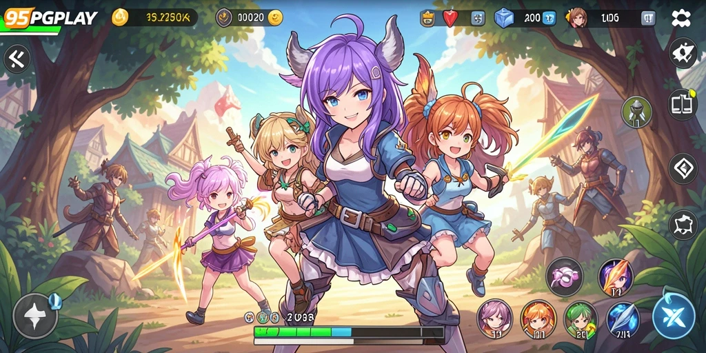 Tampilan gameplay seru dengan karakter Anime yang menarik.