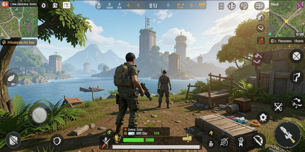 Screenshot gameplay CINA365 yang menampilkan eksplorasi dunia terbuka yang menakjubkan.
