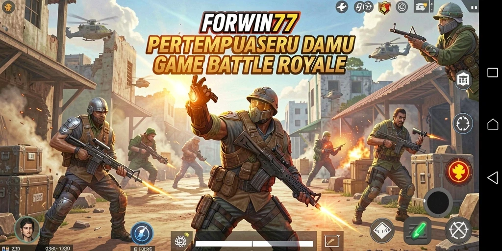 Tampilan aksi seru di FORWIN77 saat pertempuran berlangsung.