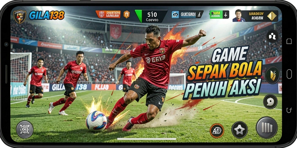 Screenshot gameplay GILA138 yang memperlihatkan aksi pertandingan sepak bola.