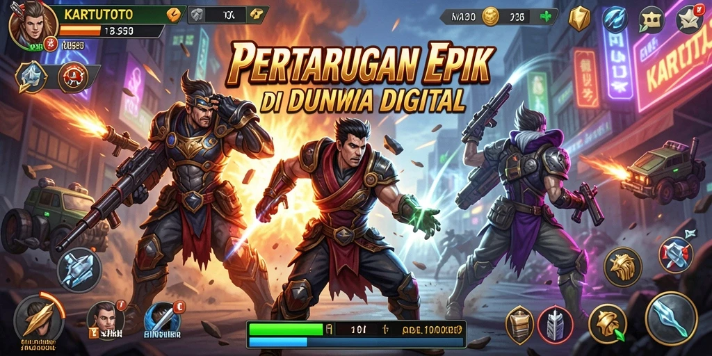Tampilan gameplay KARTUTOTO yang mendebarkan saat pertarungan.