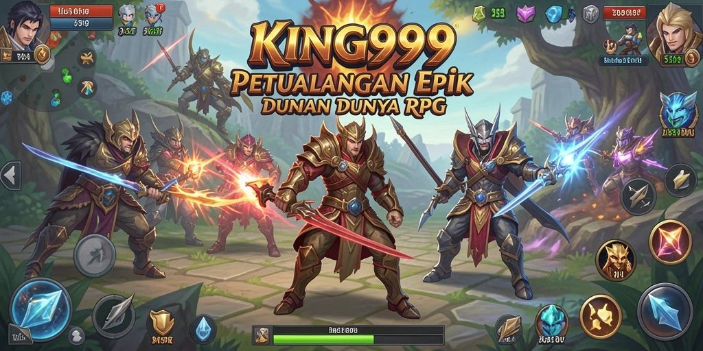 Tangkapan layar KING999 menampilkan pemain dalam pertempuran seru di dunia RPG.