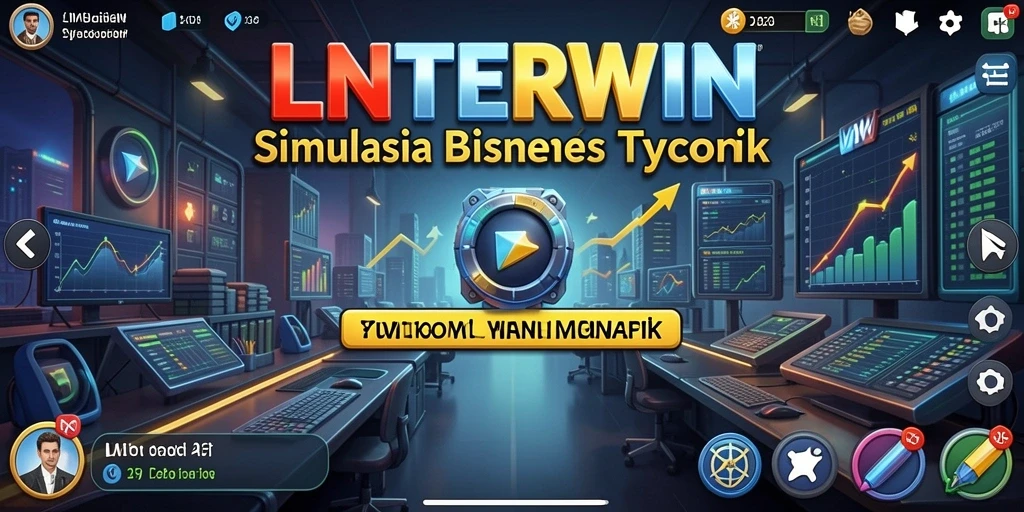 Tampilan dinamis gameplay LNTERWIN yang menarik dalam mengelola bisnis.