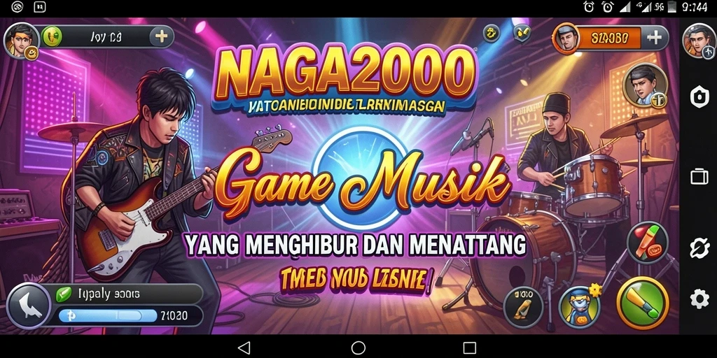 Screenshot gameplay NAGA2000 menunjukkan pengalaman musik yang seru dan interaktif.