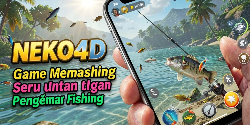 Tampilan seru gameplay NEKO4D yang menampilkan aksi memancing.