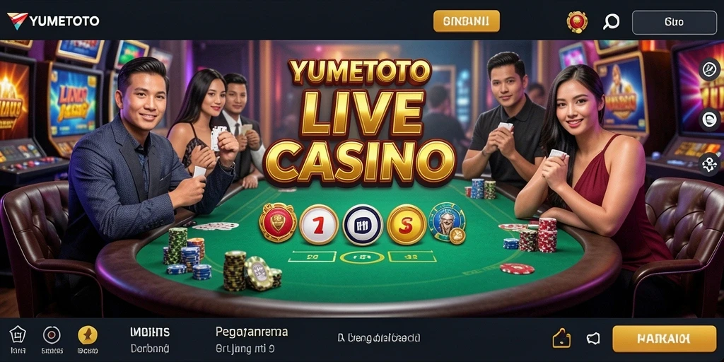 Screenshot gameplay YUMETOTO menampilkan dealer langsung yang interaktif.